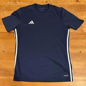 Adidas Training Shirt Mens Large Blue Short Sleeve Slim Fit Track Tee